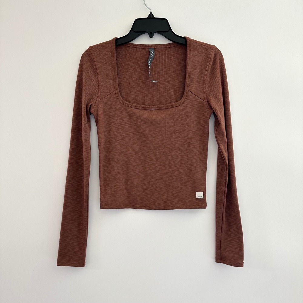 Vuori Sunrise Square Neck Long Sleeve Top Womens Small Ribbed Athletic Gym